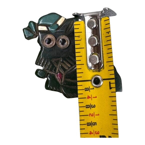 Vintage Bakelite Scottie Dog Brooch Whimsical Kitch Carved Dark Green Pin 1.5" - Picture 3 of 4